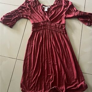 Max Studio Burgundy V-Neck Dress